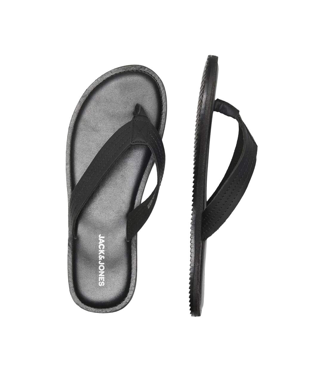Mens washton leather flip flops anthracite Jack And Jones-3