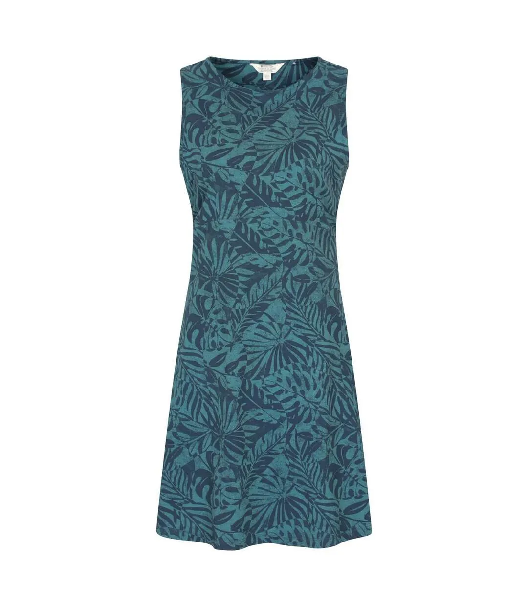 Womens/ladies Milos Leaf Print Sleeveless Dress Dark Blue Mountain Warehouse-1