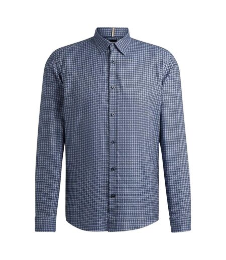 Mens Checked Regular Shirt Navy Hugo Boss