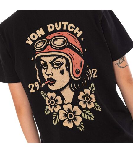 T-shirt femme col rond avec imprimé devant et dos Smoke Vondutch