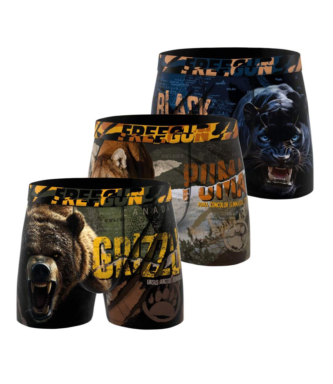 Lot de 3 boxers homme  Wild Animals Freegun-1