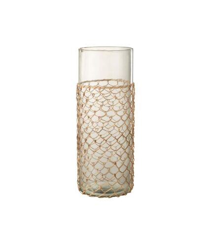 Paris Prix - Vase Design tricot 42cm Transparent & Beige