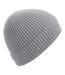 Bonnet Unisexe Adulte En Tricot Côtelé Gris Clair Beechfield-1