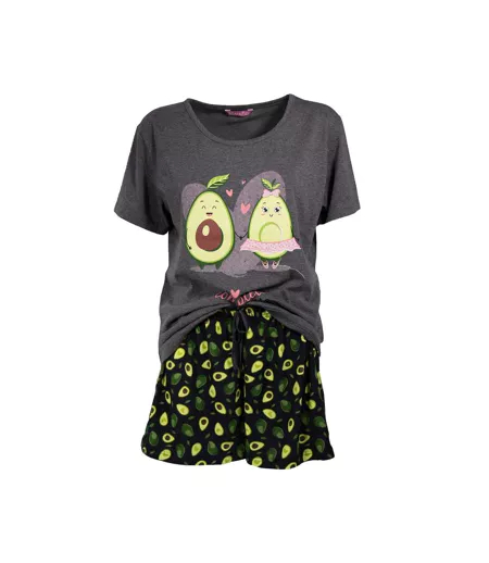 Ensemble De Pyjama Court Manches Courtes Motif/style Avocat You Complete Me Femme Gris Keanu