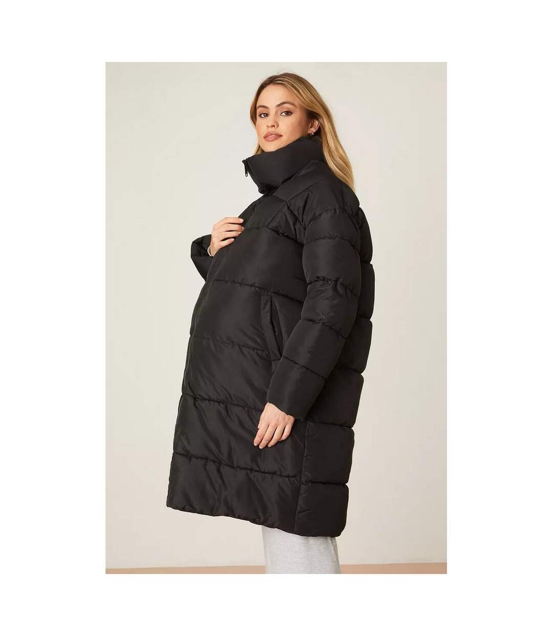 Womens/ladies longline padded maternity coat black Dorothy Perkins-3