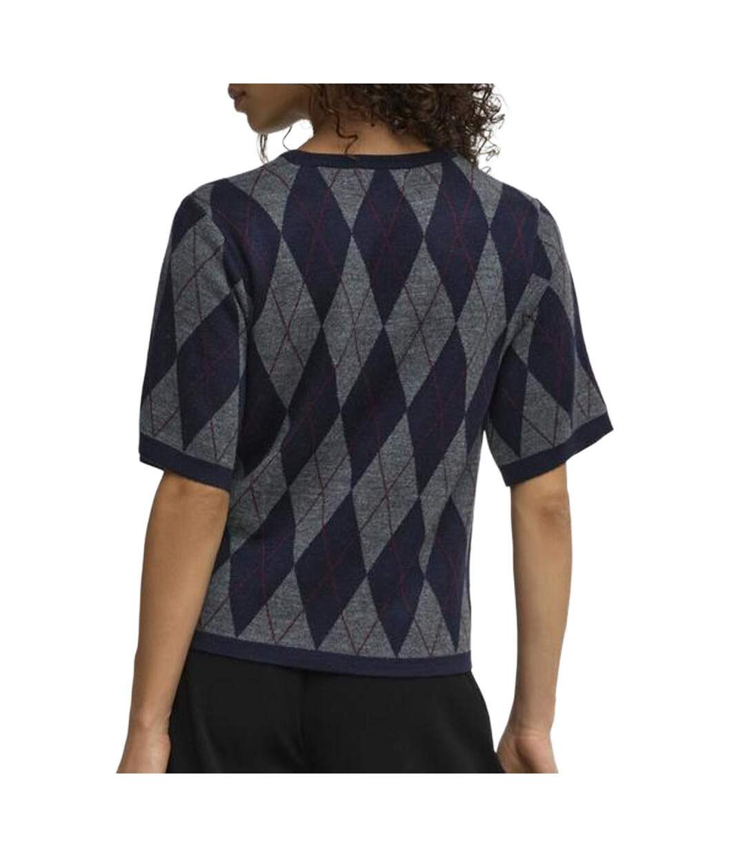 Pull marine/gris femme jdy maggy argyle-2