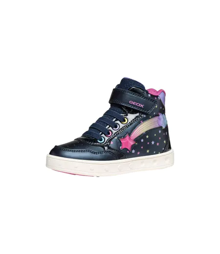 Basket Montante à Lacets Geox Enfant Skylin Girl Synt.Lea+Pea