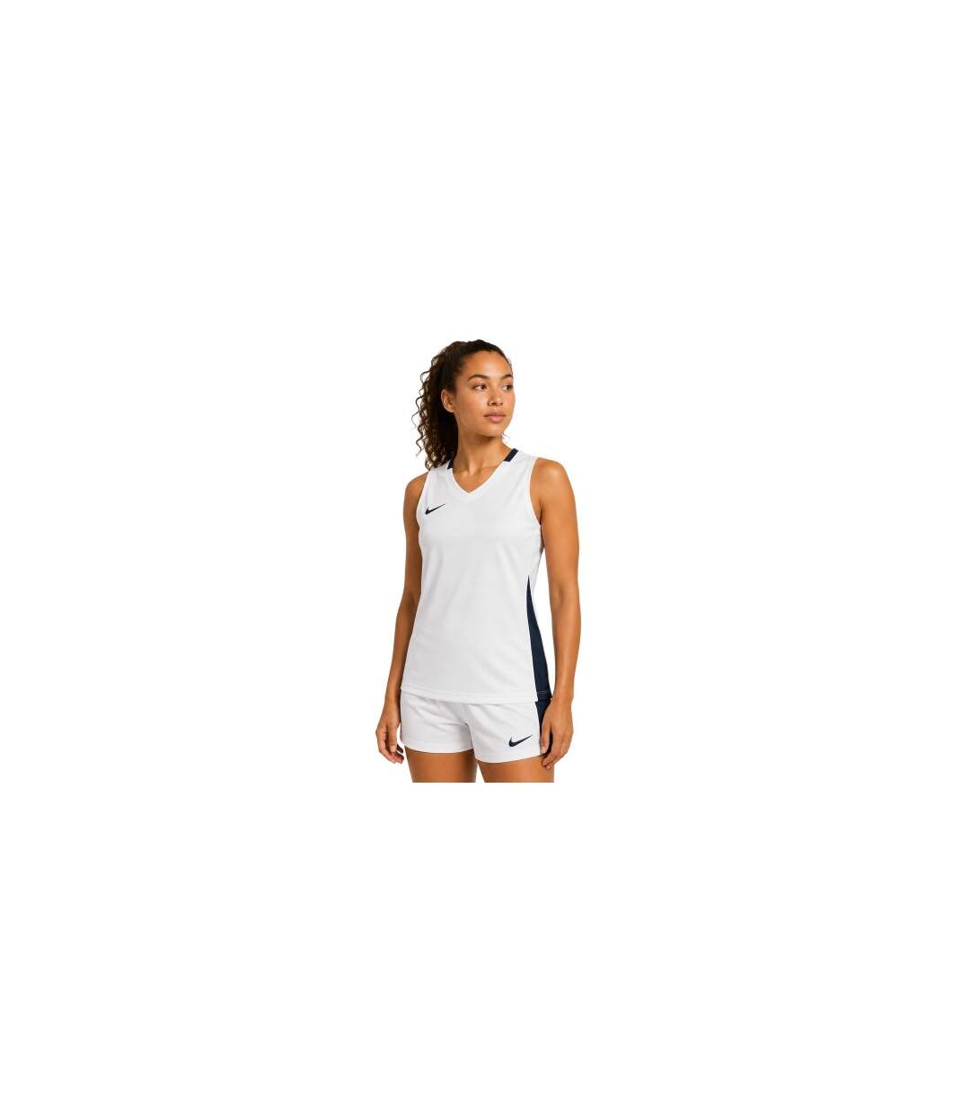 Maillot Sans Manches Motif/style Panneau Contrasté Femme Blanc Bleu Foncé Nike-1