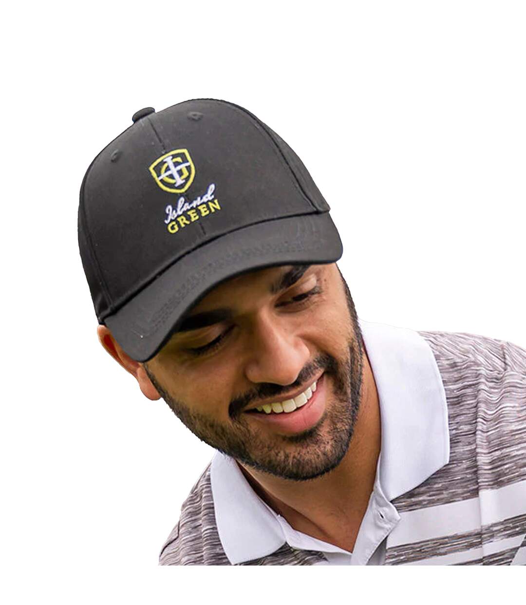 Mens Logo Curved Peak Golf Hat Black Island Green-4