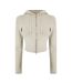 Womens/ladies Knitted Cropped Full Zip Hoodie Stone Jack Wills-2
