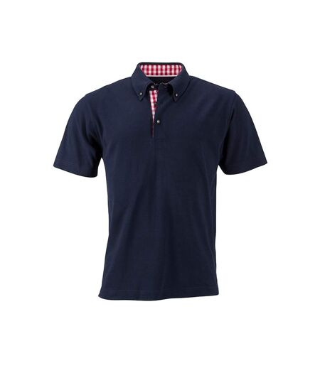 Polo Traditional Homme Bleu Marine Rouge Blanc James And Nicholson