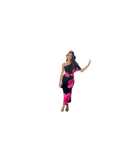 Robe Mi-longue 1 Manche Fête Femme Noir Ax