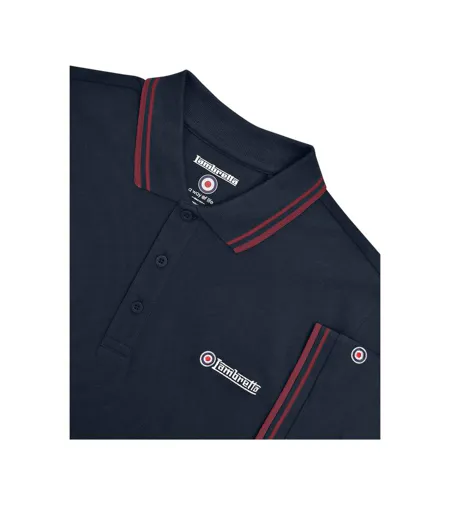 Polo Homme Bleu Marine Foncé Bordeaux Lambretta