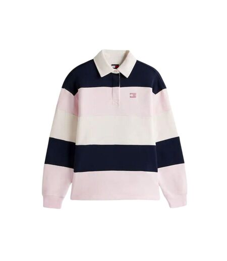 Haut De Rugby Motif/style Badge Femme Rose Clair Blanc Noir Tommy Jeans
