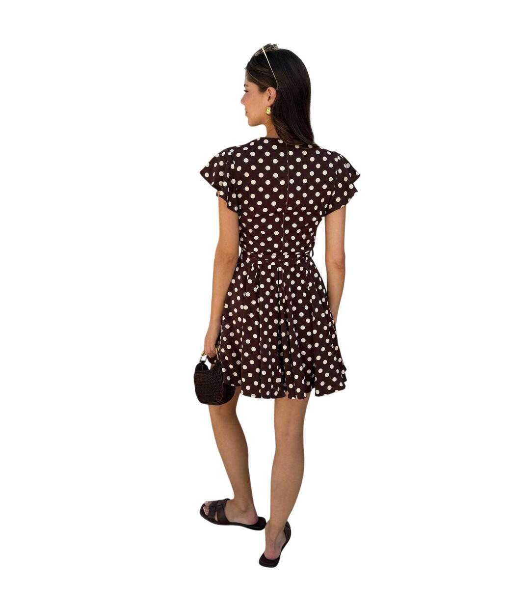 Robe Portefeuille Motif/style À Pois Femme Marron AX Paris-3
