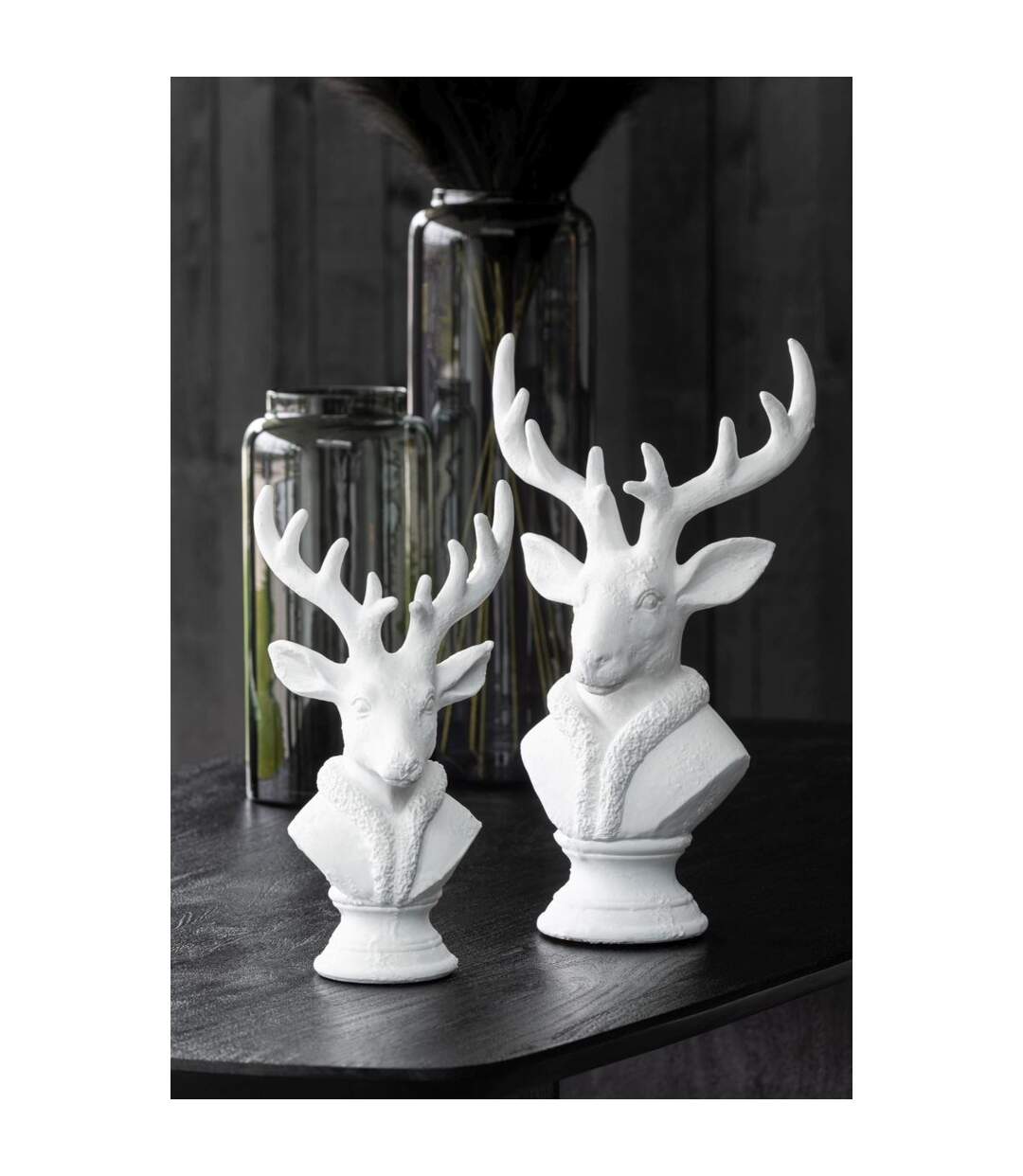 Tête de Cerf en Résine Courchevel 49cm Blanc-5
