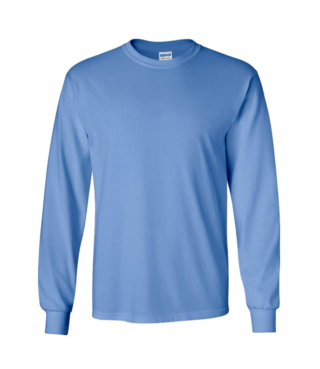 Gildan Mens Plain Crew Neck Ultra Cotton Long Sleeve T-Shirt (Carolina Blue)