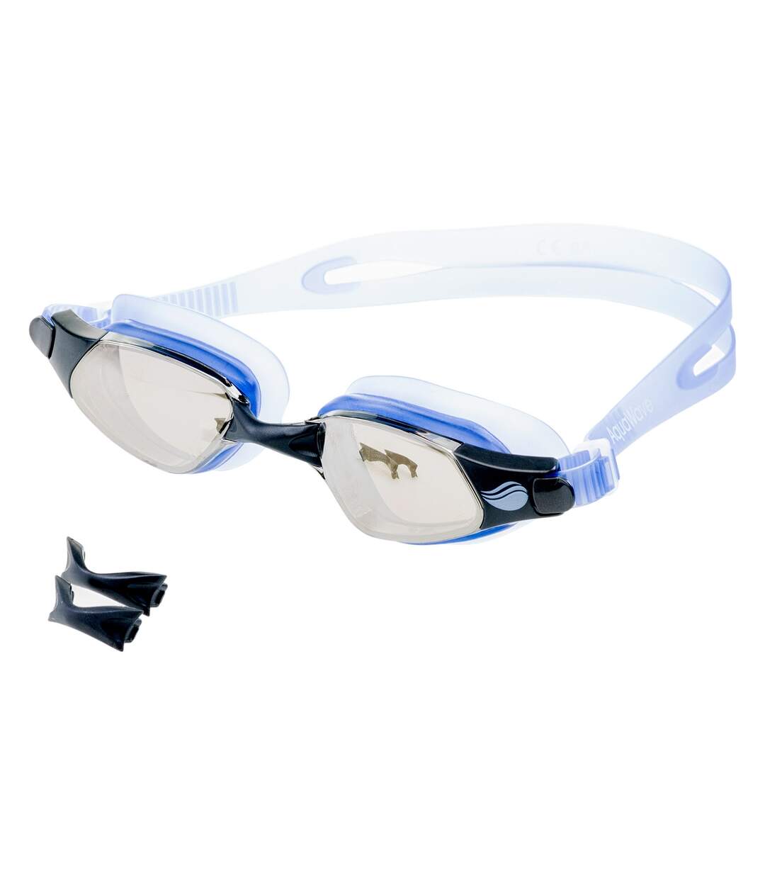 Lunettes De Natation Petrel Adulte Bleu Noir Argenté Miroir Aquawave-2