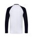 Fruit of the Loom Mens Contrast Long-Sleeved Baseball T-Shirt (White/Deep Navy)