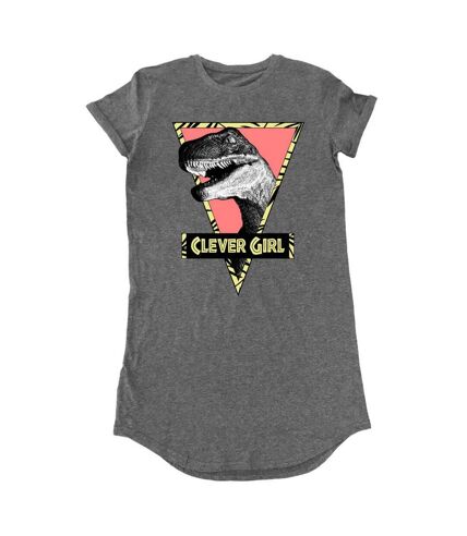 Jurassic Park Womens/Ladies Clever Girl T-Shirt Dress (Dark Grey Heather)