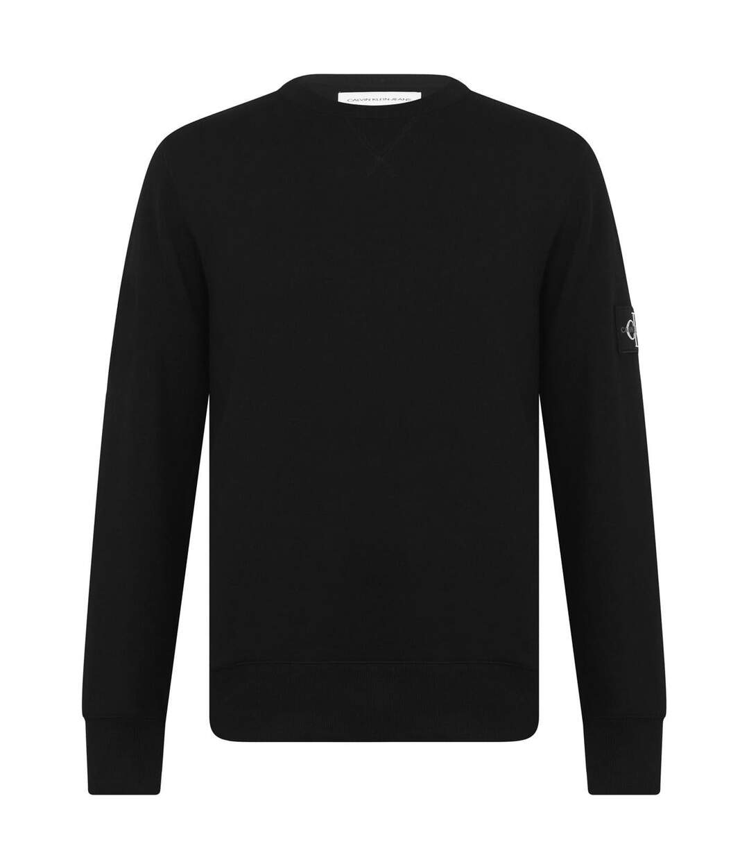 Mens Badge Crew Neck Sweatshirt Black Calvin Klein-1