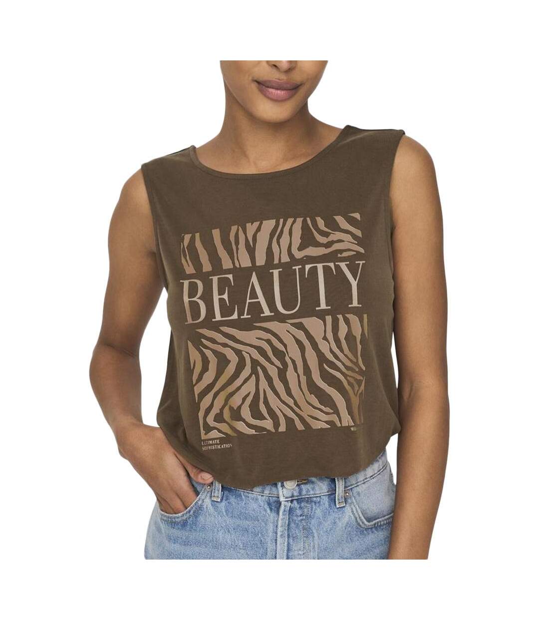 Débardeur marron femme only free life - l-1