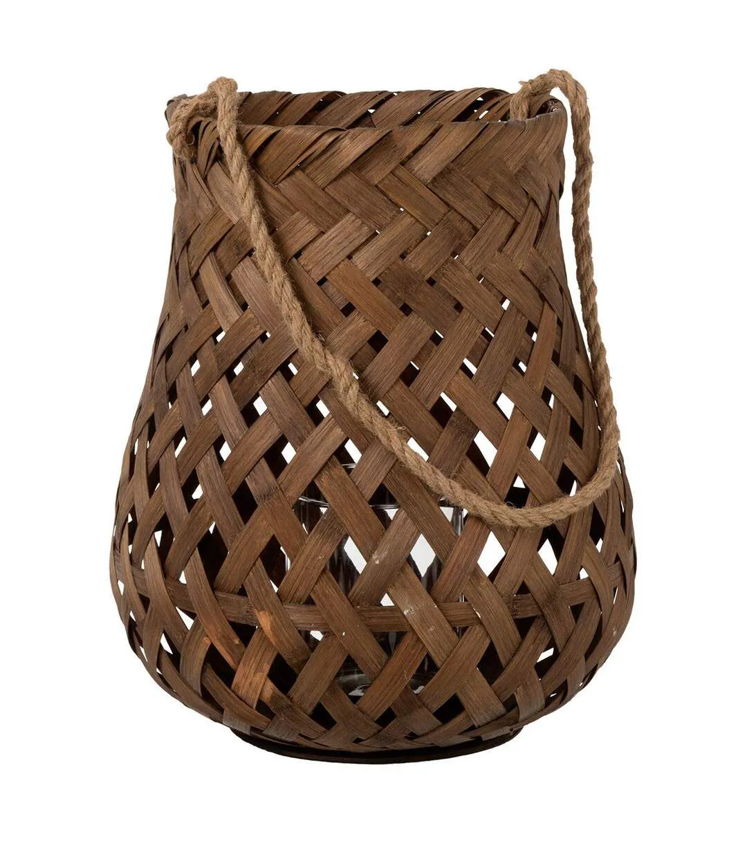 Lanterne Ronde en Bambou Tresse 41cm Marron-1