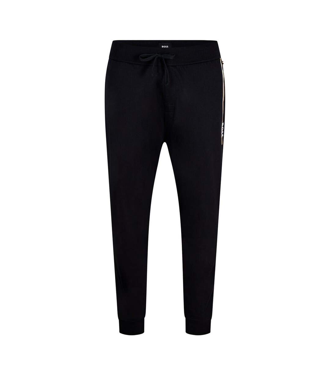 Mens Side Stripe Regular Jogging Bottoms Black Boss-1