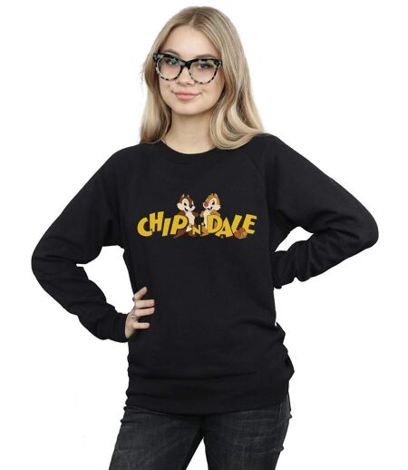 Disney Chip And Dale Character Logo Sweatshirt Womens/Ladies (Noir) - UTBI14202