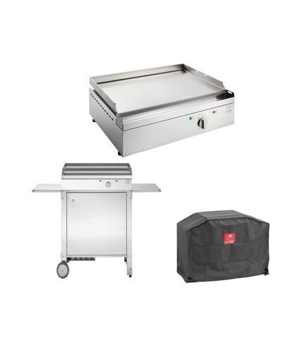 Plancha électrique en inox Chef 55 cm Avec chariot fermé + housse