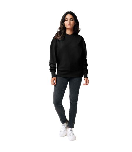 Unisex adult kruger recycled cotton crew neck relaxed fit sweatshirt black Iqoniq