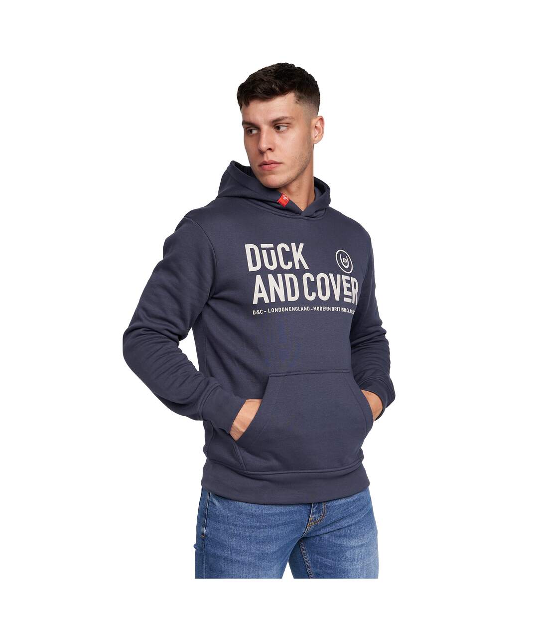 Mens hillman hoodie navy Duck and Cover-3