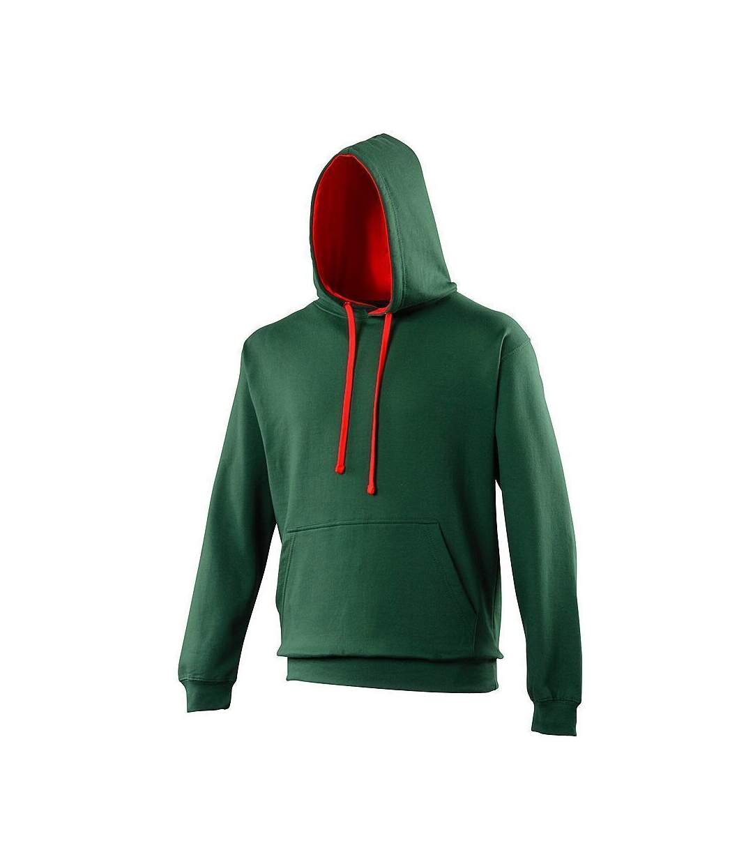 Sweat à capuche contrastée unisexe - JH003 - vert foncé et rouge