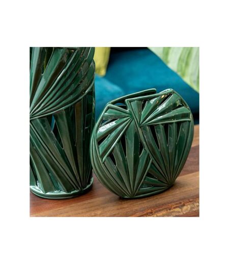 Paris Prix - Vase Design Ovale Céramique tropical 32cm Vert