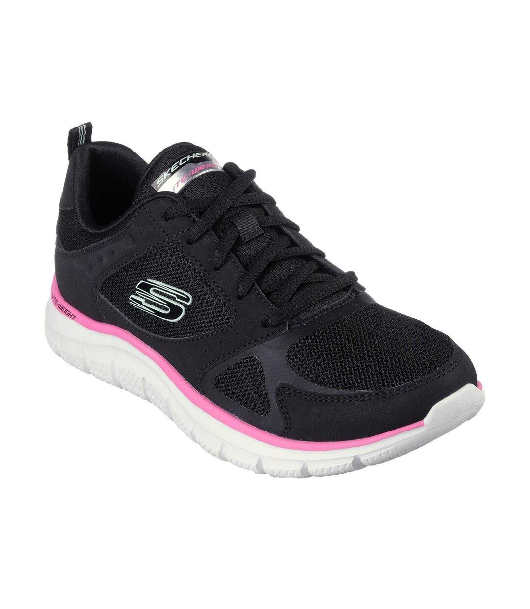 Baskets Track Femme Noir Rose Skechers-1