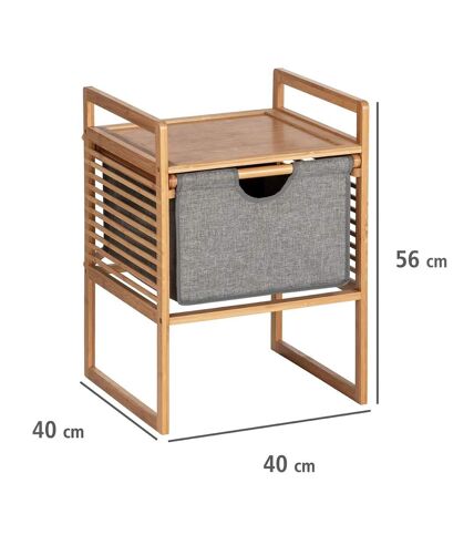 Table d'appoint en bambou avec tiroir en tissu H.56cm - Gris et Beige