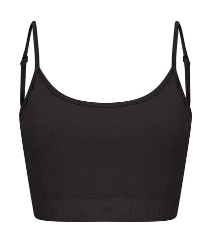 Skinni Fit Womens/Ladies Fashion Sustainable Adjustable Strap Crop Top (Black) - UTRW8574