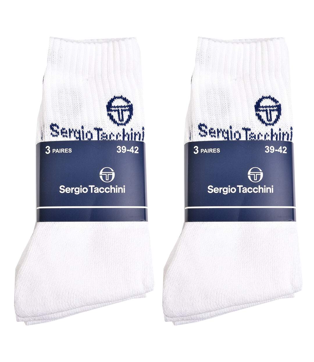 Chaussettes homme Sergio Tacchini Tennis Pack de 6 Paires Tennis Blanches-2