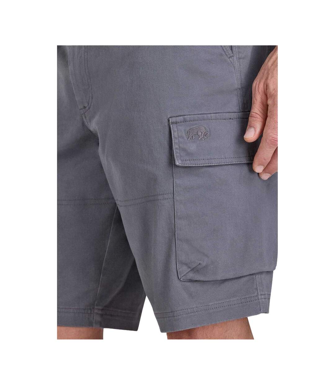 Mens Classic Cargo Shorts Frost Grey Raging Bull-4