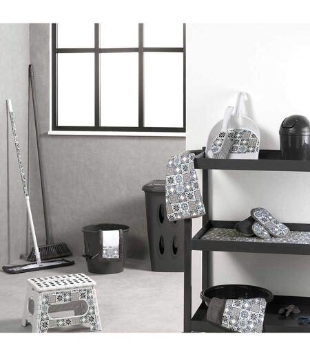 Torchon Carreaux de Ciment 40x40cm Bleu & Gris