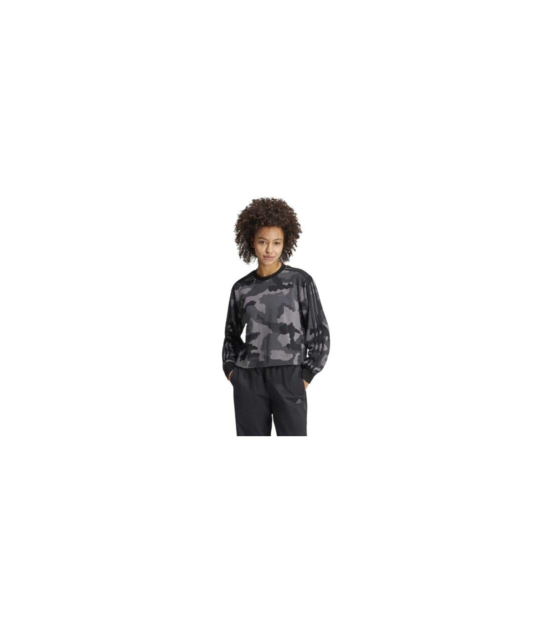 Sweat Court Motif/style Camouflage Essentials Femme Noir Adidas-1