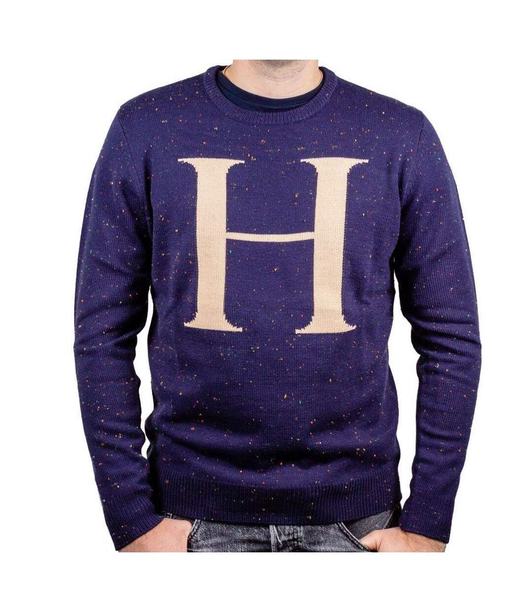 Sweat Noël Motif/style H Letter Homme Bleu Marine Rose Clair Harry Potter-1