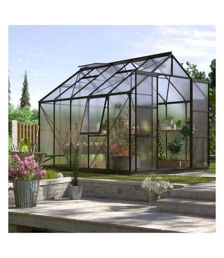 Serre de jardin en polycarbonate 4 mm et aluminium noir avec embase Jupiter Longueur de 321 cm