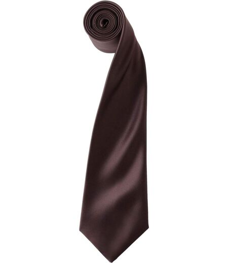 Cravate satin unie - PR750 - marron