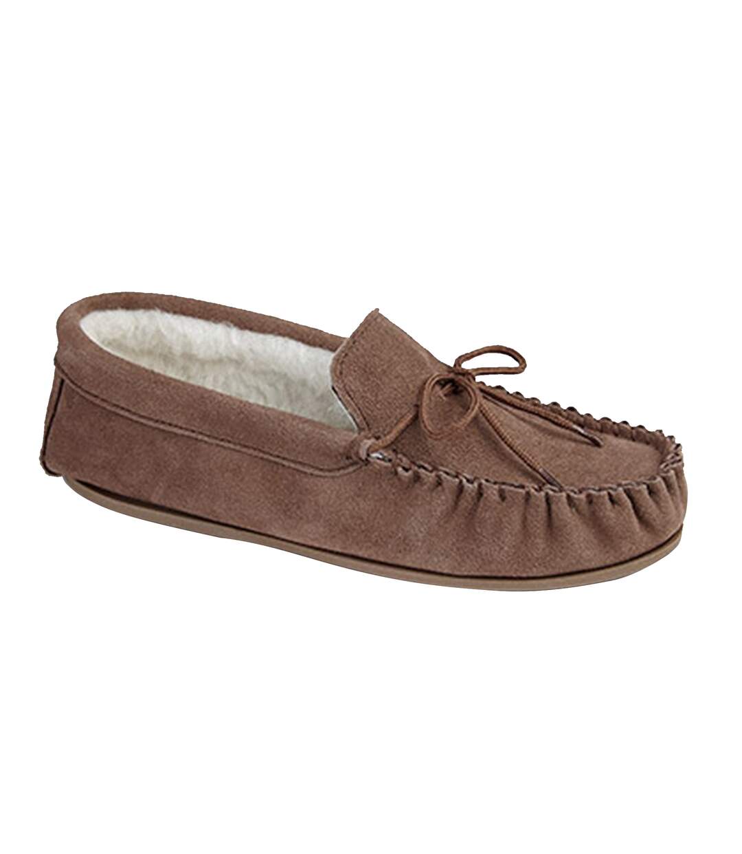 Mokkers Mens Oliver Moccasin Wool Lined Slippers (Dark Camel) - UTDF1117-1