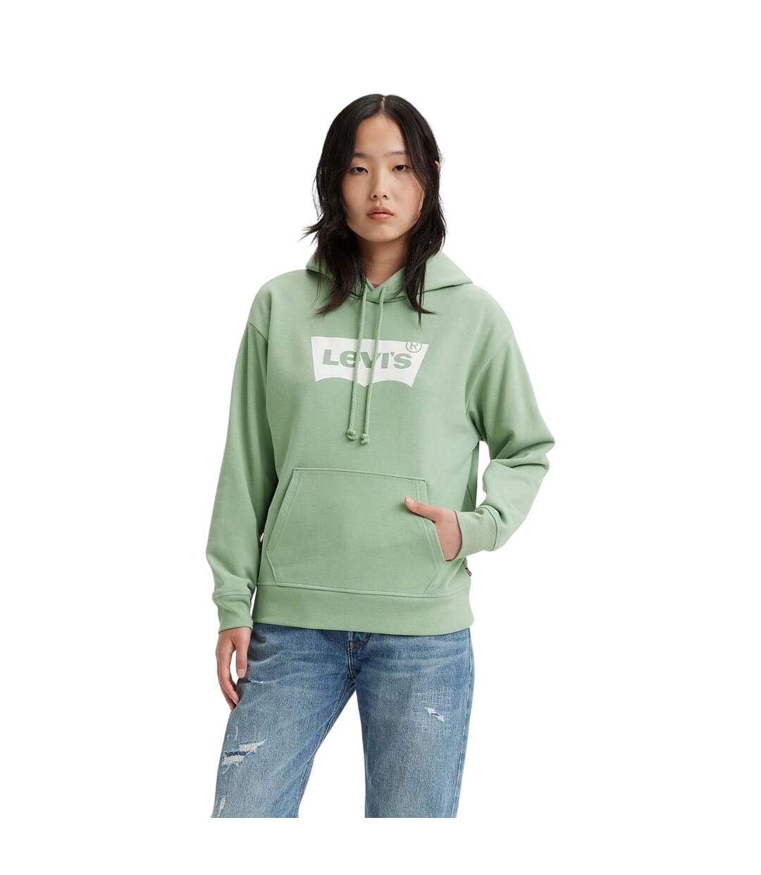Sweat À Capuche Style Régulier Femme Vert Levis-2