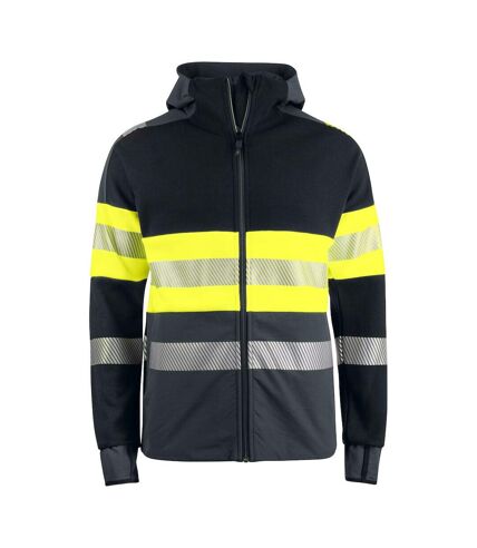 Mens hooded hi-vis work jacket yellow/black Projob