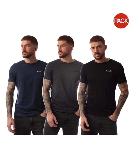 Lot De 3  T-shirts Motif/style Logo Homme Bleu Marine Gris Noir Bench