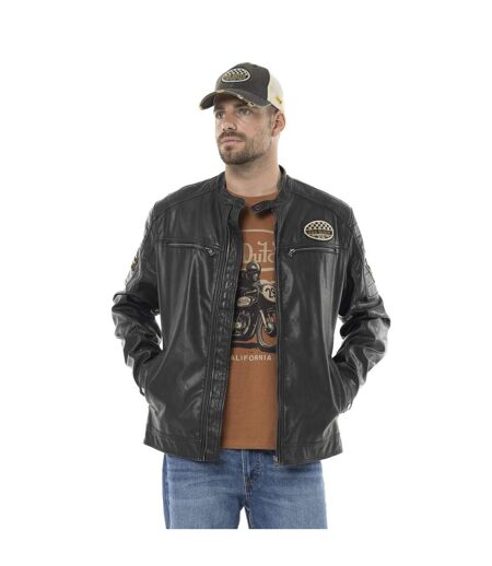 Veste Motard homme en simili poches poitrine et patchs Rider Vondutch
