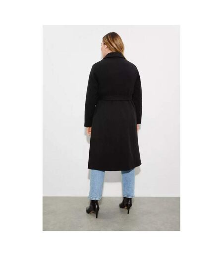 Womens/ladies button wrap plus coat black Dorothy Perkins